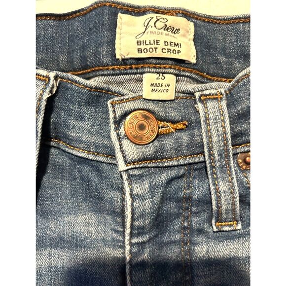 J CREW Billie Demi Bootcut Jeans Denim Pants Raw Hem Medium Wash in sz 25 - Picture 4 of 4